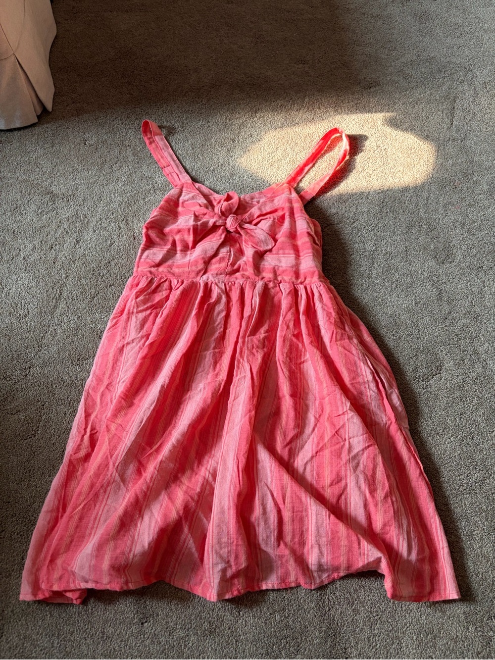 hint of mint Pink Coral Stripe Tie-Front Sundress